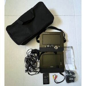 INSIGNIA - 7" Dual-Screen Portable DVD Player - NS-D7PDVD - Travel Case - WORKS!